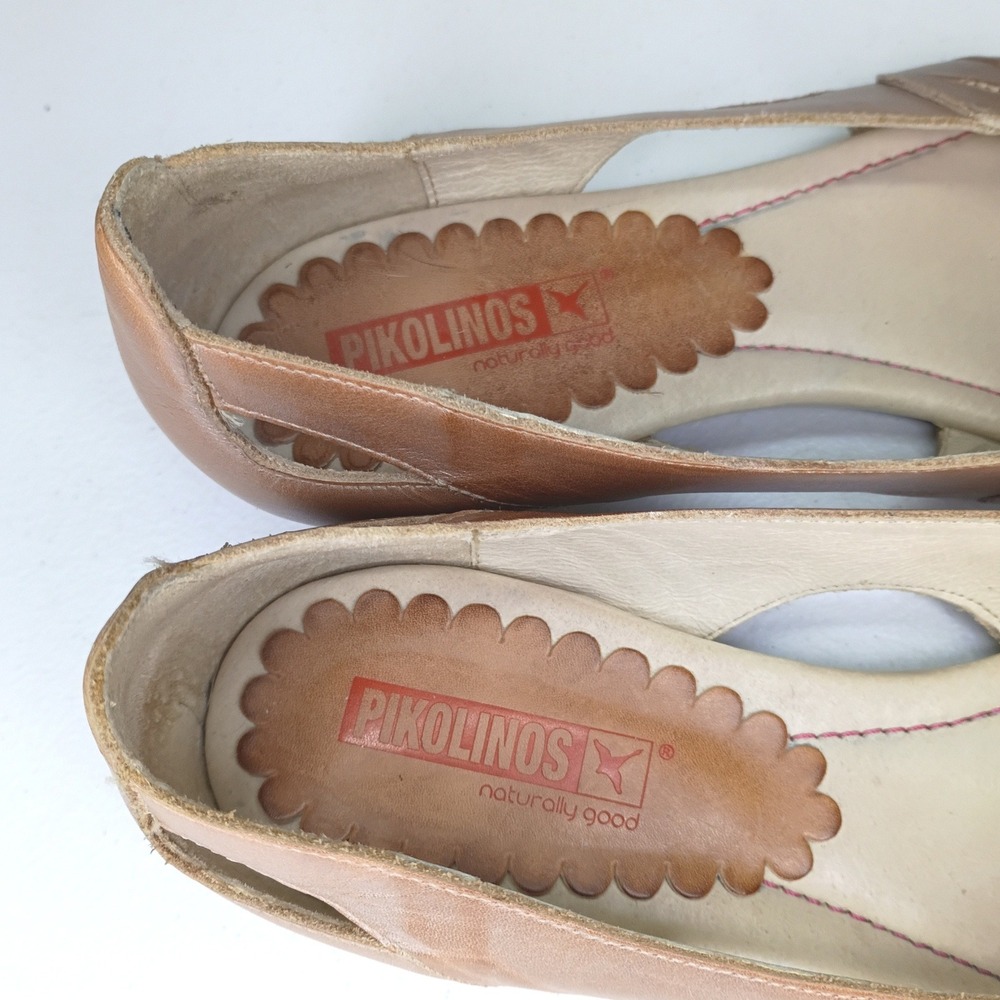 Pikolinos peep toe sandals flats size 40 taupe tan US 9 or 9.5 - Picture 4 of 8